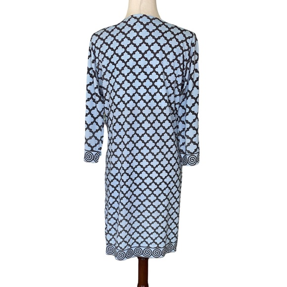 Gretchen Scott Bordertown Cornflower Blue Vneck Jersey Tunic Shift Dress - M - Picture 6 of 11